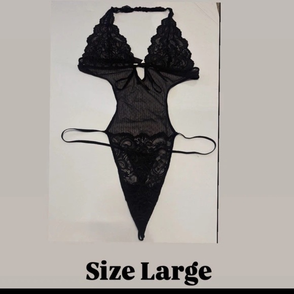 Victoria’s Secret Chantilly 2007 Lace Black Mesh Floral Teddy VTG SEXY 1PC Large - Picture 3 of 17